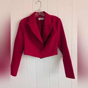 Vibrant Red Cropped Blazer by [Brand]
